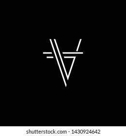 Outstanding professional elegant trendy awesome artistic black and white color V VV VT TV initial based Alphabet icon logo.