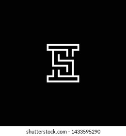 Outstanding professional elegant trendy awesome artistic black and white color IS SI initial based Alphabet icon logo.