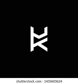 Outstanding professional elegant trendy awesome artistic black and white color UK KU VK KV initial based Alphabet icon logo.
