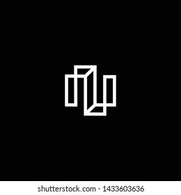 Outstanding professional elegant trendy awesome artistic black and white color N NN NU UN initial based Alphabet icon logo.