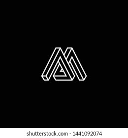 Outstanding professional elegant trendy awesome artistic black and white color M MM AM MA initial based Alphabet icon logo.