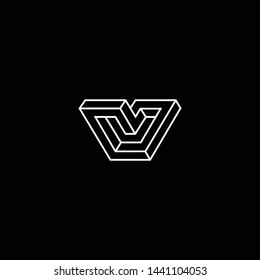Outstanding professional elegant trendy awesome artistic black and white color W WW WV VW initial based Alphabet icon logo.