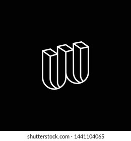 Outstanding professional elegant trendy awesome artistic black and white color W WW U UU WU UW initial based Alphabet icon logo.