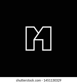 Outstanding professional elegant trendy awesome artistic black and white color M MM MR RM initial based Alphabet icon logo.