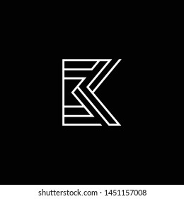 Outstanding professional elegant trendy awesome artistic black and white color EK KE initial based Alphabet icon logo.