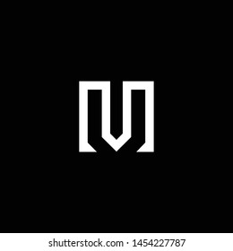 Outstanding professional elegant trendy awesome artistic black and white color M MU UM MV VM initial based Alphabet icon logo.
