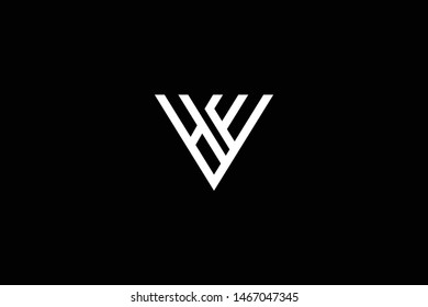 Outstanding professional elegant trendy awesome artistic black and white color HW WH initial based Alphabet icon logo.