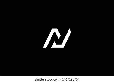 Outstanding professional elegant trendy awesome artistic black and white color N NJ JN initial based Alphabet icon logo.