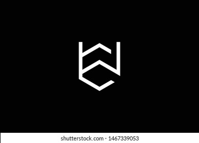 Outstanding professional elegant trendy awesome artistic black and white color WC CW initial based Alphabet icon logo.
