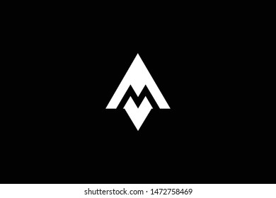 Outstanding professional elegant trendy awesome artistic black and white color AM MA initial based Alphabet icon logo.