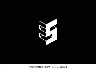 Outstanding professional elegant trendy awesome artistic black and white color ES SE initial based Alphabet icon logo.