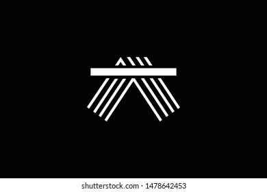 Outstanding professional elegant trendy awesome artistic black and white color AT TA initial based Alphabet icon logo.