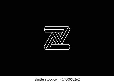 Outstanding professional elegant trendy awesome artistic black and white color Z ZZ ZA AZ initial based Alphabet icon logo.