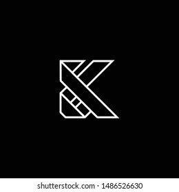 Outstanding professional elegant trendy awesome artistic black and white color FU UF KU UK initial based Alphabet icon logo.