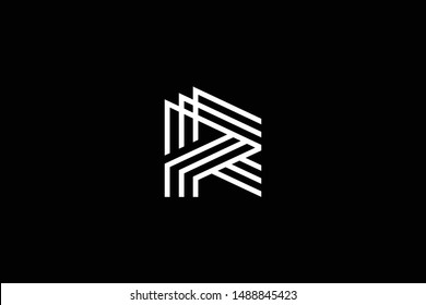 Outstanding professional elegant trendy awesome artistic black and white color R RR RRR RP PR initial based Alphabet icon logo.