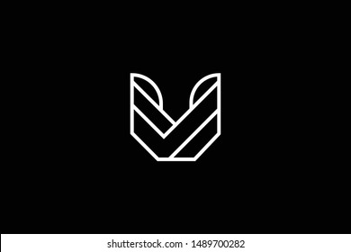 Outstanding professional elegant trendy awesome artistic black and white color U V VU UV initial based Alphabet icon logo.