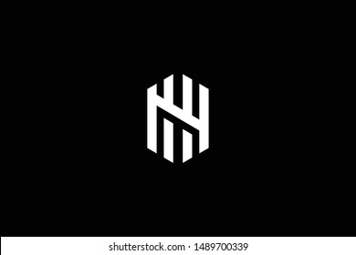 Outstanding professional elegant trendy awesome artistic black and white color HN NH NU UN initial based Alphabet icon logo.