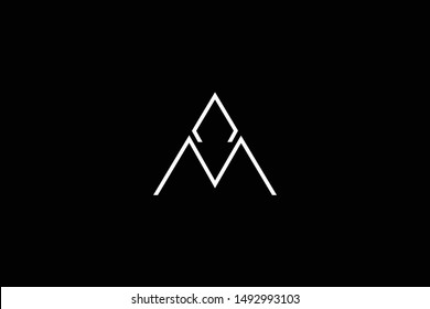 Outstanding professional elegant trendy awesome artistic black and white color AM MA initial based Alphabet icon logo.