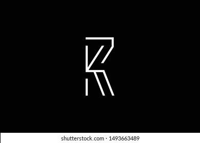 Outstanding professional elegant trendy awesome artistic black and white color RK KR initial based Alphabet icon logo.