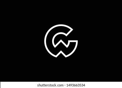 Outstanding professional elegant trendy awesome artistic black and white color CW WC GW WG initial based Alphabet icon logo.