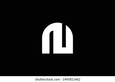 Outstanding professional elegant trendy awesome artistic black and white color NU UN Z initial based Alphabet icon logo.