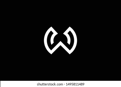 Outstanding professional elegant trendy awesome artistic black and white color W WW WO OW initial based Alphabet icon logo.