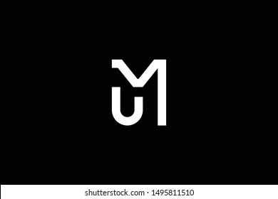 Outstanding professional elegant trendy awesome artistic black and white color MU UM initial based Alphabet icon logo.