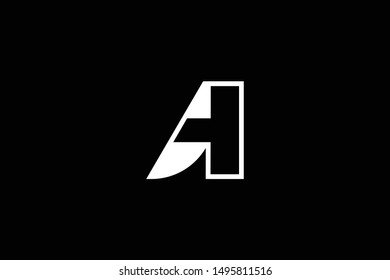 Outstanding professional elegant trendy awesome artistic black and white color AH HA initial based Alphabet icon logo.