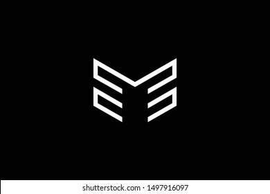 Outstanding professional elegant trendy awesome artistic black and white color ME EM MS SM initial based Alphabet icon logo.