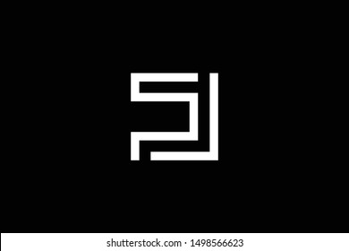 Outstanding professional elegant trendy awesome artistic black and white color SJ JS SP PS initial based Alphabet icon logo.