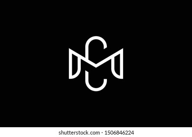 Outstanding professional elegant trendy awesome artistic black and white color MC CM initial based Alphabet icon logo.