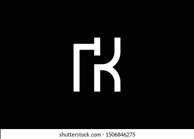 Outstanding professional elegant trendy awesome artistic black and white color RK KR initial based Alphabet icon logo.
