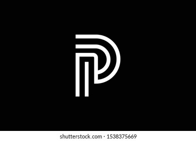 Outstanding professional elegant trendy awesome artistic black and white color P PP PD DP initial based Alphabet icon logo.