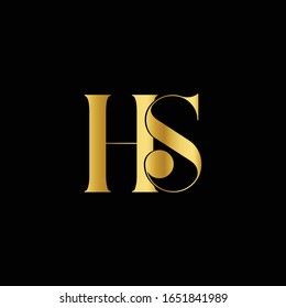 Outstanding professional elegant trendy awesome artistic black and gold color HS SH initial based Alphabet icon logo.