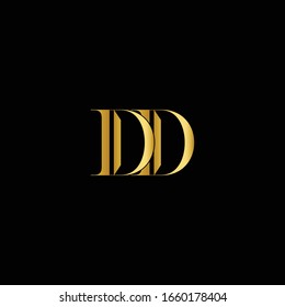 Outstanding professional elegant trendy awesome artistic black and gold color DD initial based Alphabet icon logo.