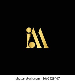 Outstanding professional elegant trendy awesome artistic black and gold color MI IM initial based Alphabet icon logo.
