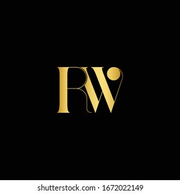 Outstanding professional elegant trendy awesome artistic black and Gold color WR RW initial based Alphabet icon logo.
