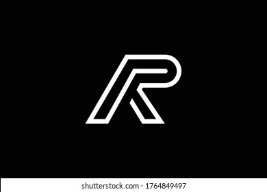 Outstanding professional elegant trendy awesome artistic black and white color R RR RP PR initial based Alphabet icon logo.