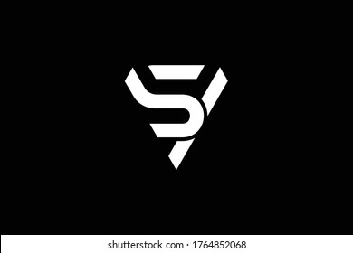 Outstanding professional elegant trendy awesome artistic black and white color SV VS initial based Alphabet icon logo.