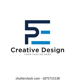 Outstanding professional elegant trendy awesome artistic black and white color PE  initial based Alphabet icon logo.