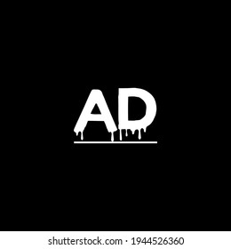 Outstanding professional elegant trendy awesome artistic black and white color AD DA initial based Alphabet icon logo.