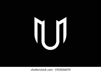 Outstanding professional elegant trendy awesome artistic black and white color MU UM initial based Alphabet icon logo.