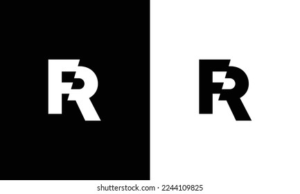 Outstanding professional elegant trendy awesome artistic black and white color RF FR initial based Alphabet icon logo.