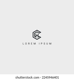 Outstanding professional letter CH HC logo design black and white color initial based Monogram icon.