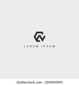 Outstanding professional letter CN NC logo design black and white color initial based Monogram icon
