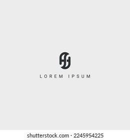 Outstanding professional letter HA AH logo design black and white color initial based Monogram icon.