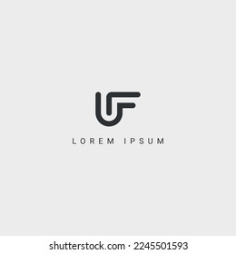 Letras profesionales destacadas diseño del logotipo UF FU elegante diseño de moda impresionante artístico color blanco y negro, base inicial icono Monograma.