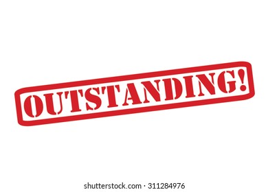 OUTSTANDING ! red Rubber Stamp Vector over a white background.
