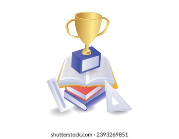 Outstanding school student trophy flat illustration concept