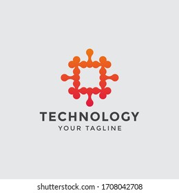 outstanding technology logo template design vector with creative tech icon